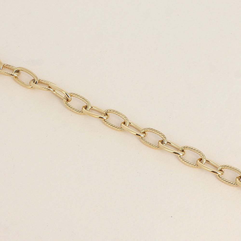 Bracelet - maille aux anneaux ovales lisses et torsadés (19+3 cm)