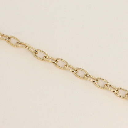 Bracelet - maille aux anneaux ovales lisses et torsadés (19+3 cm)