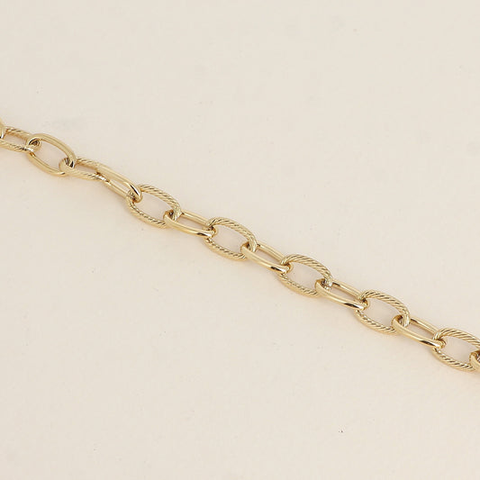 Bracelet - maille aux anneaux ovales lisses et torsadés (19+3 cm)
