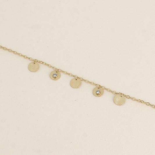 Bracelet - boules et pampilles rondes effet pailletées avec oxydes de zirconium (16,5+3 cm)