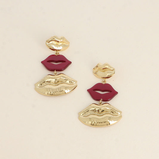 Boucles pendantes - 3 pièces en forme de bouche 37x60 mm
