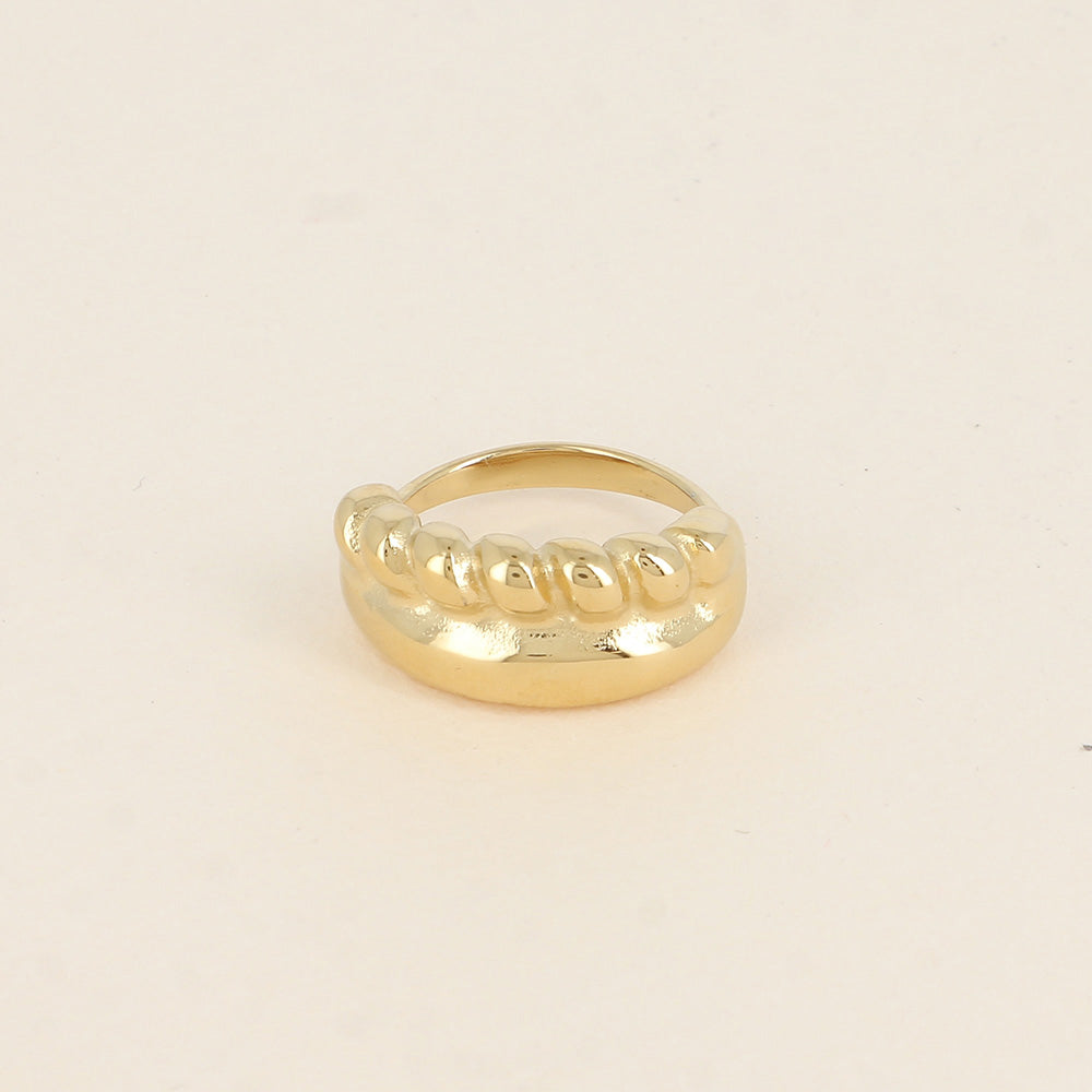 Bague - pièce à 2 rangs, lisse et tressé