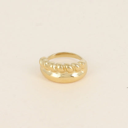 Bague - pièce à 2 rangs, lisse et tressé