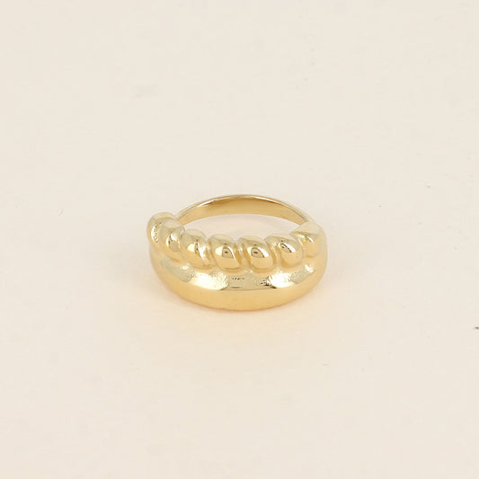 Bague - pièce à 2 rangs, lisse et tressé