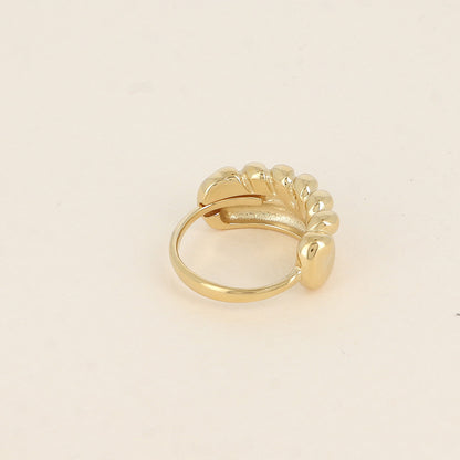 Bague - pièce à 2 rangs, lisse et tressé