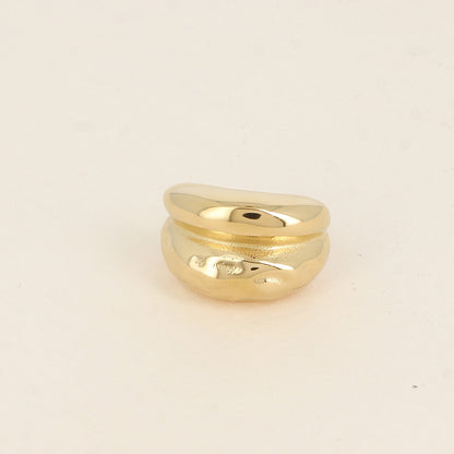 Bague - pièce à 2 rangs, lisse et martelé