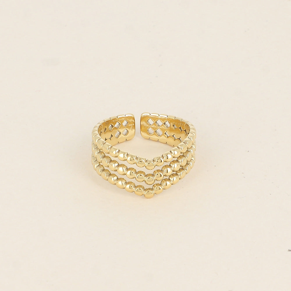 Bague - 3 rangs effet mil grain formant un V