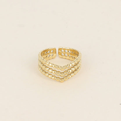 Bague - 3 rangs effet mil grain formant un V