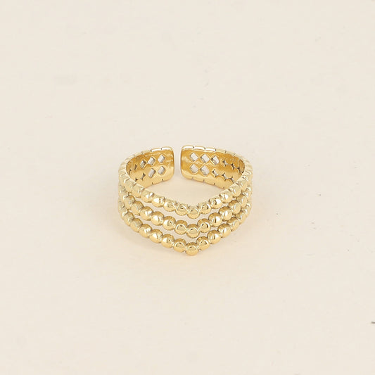 Bague - 3 rangs effet mil grain formant un V