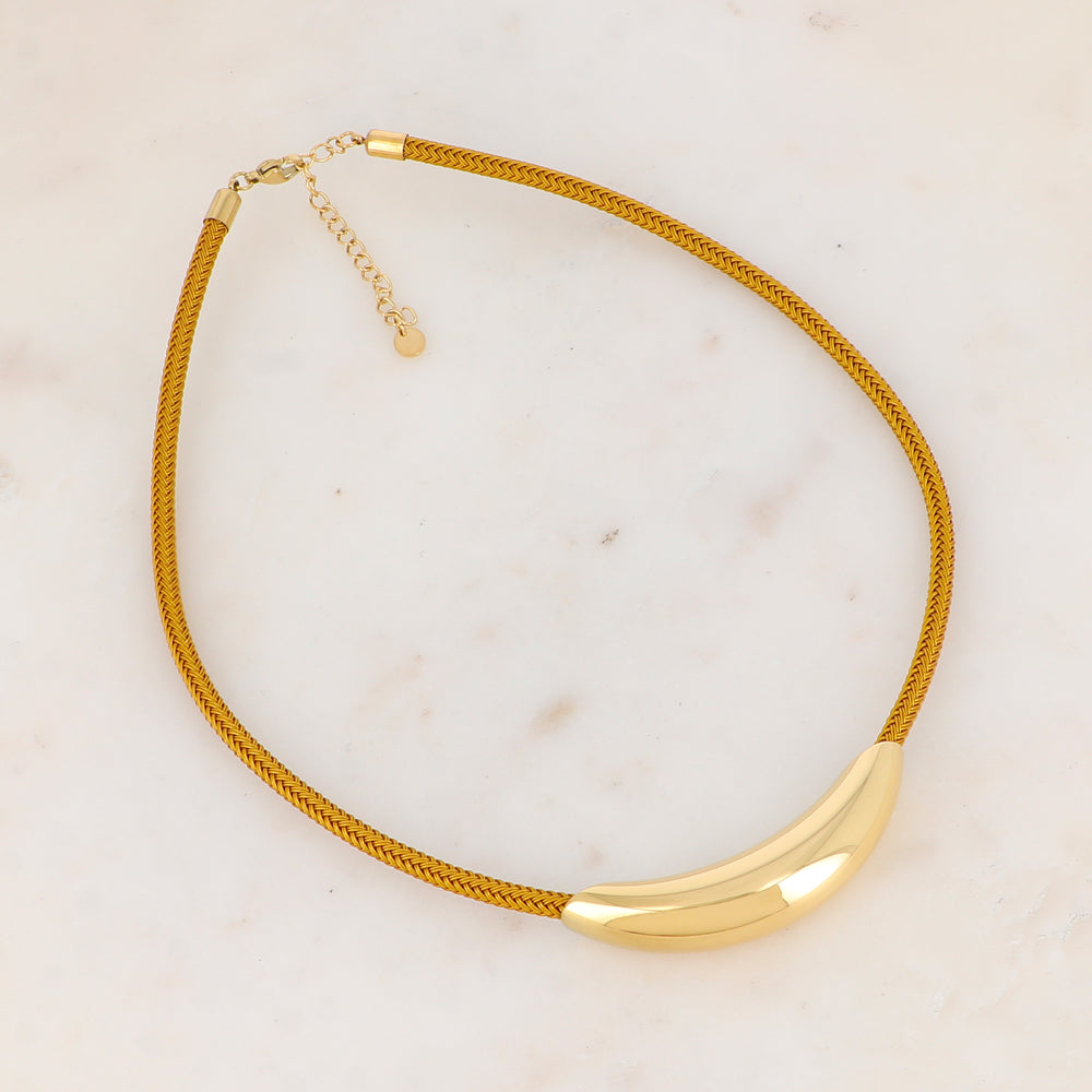 Collier sur cordon avec pièce dorée 40+5 cm