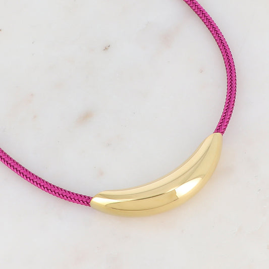 Collier sur cordon avec pièce dorée 40+5 cm