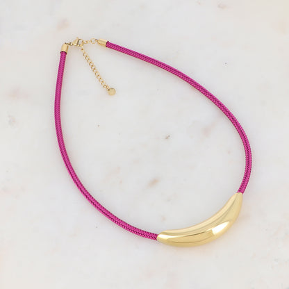 Collier sur cordon avec pièce dorée 40+5 cm