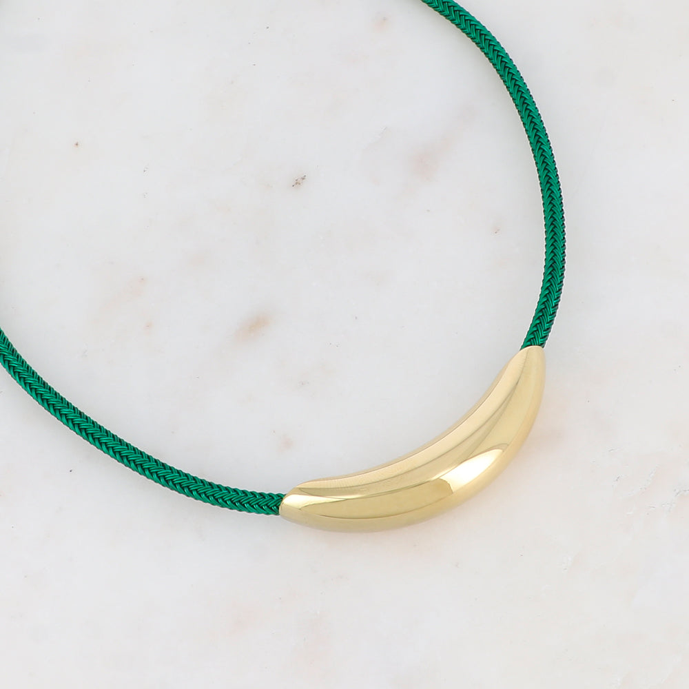 Collier sur cordon avec pièce dorée 40+5 cm