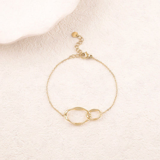 Bracelet avec double anneaux géométriques entrelacés