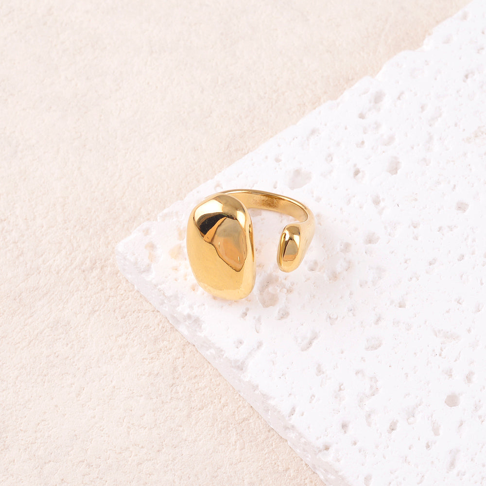 Bague réglable avec 2 pièces rectangulaire lisse, effet miroir
