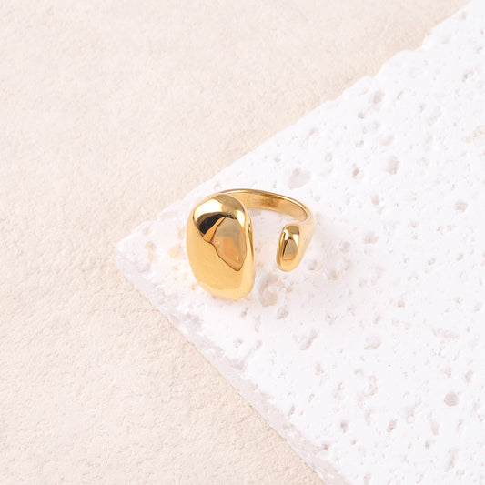Bague réglable avec 2 pièces rectangulaire lisse, effet miroir