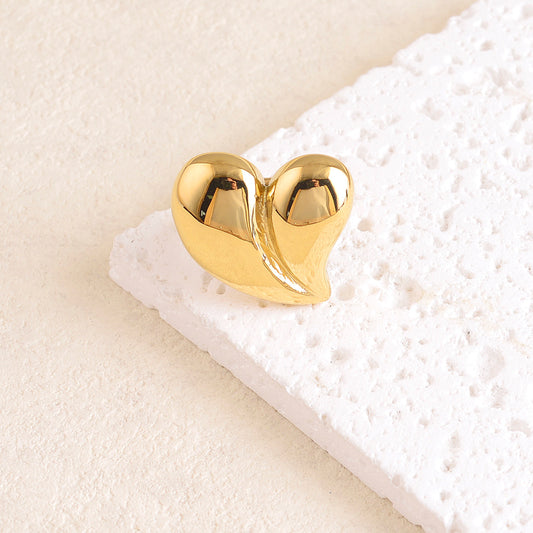 Bague avec pièce cœur lisse et effet miroir