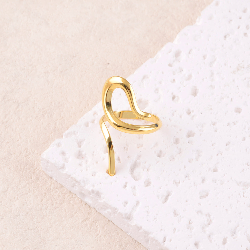 Bague en forme de serpent lisse, ajustable devant