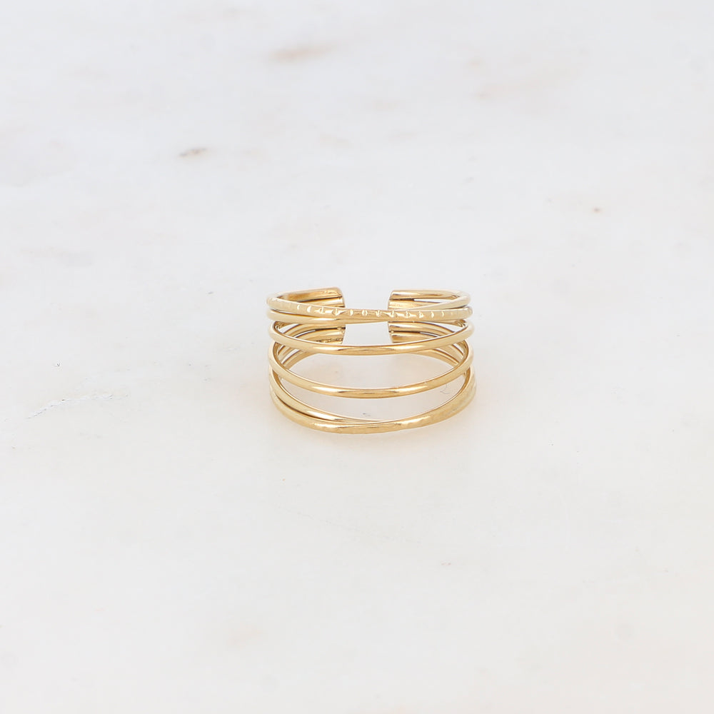 Bague multirangs lisses et texturés