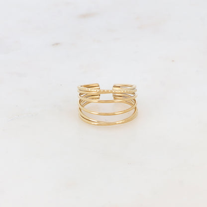 Bague multirangs lisses et texturés