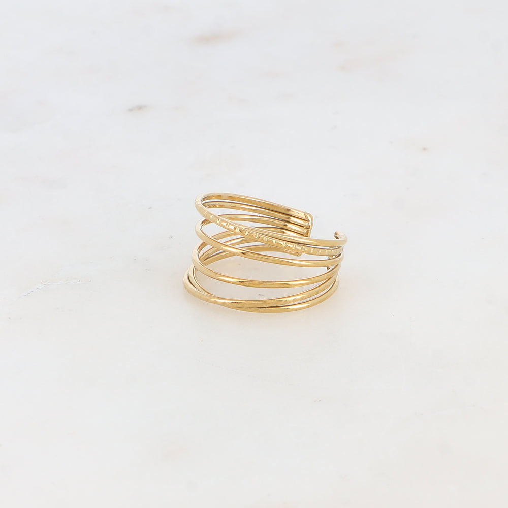 Bague multirangs lisses et texturés
