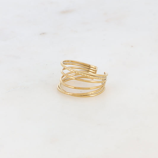 Bague multirangs lisses et texturés