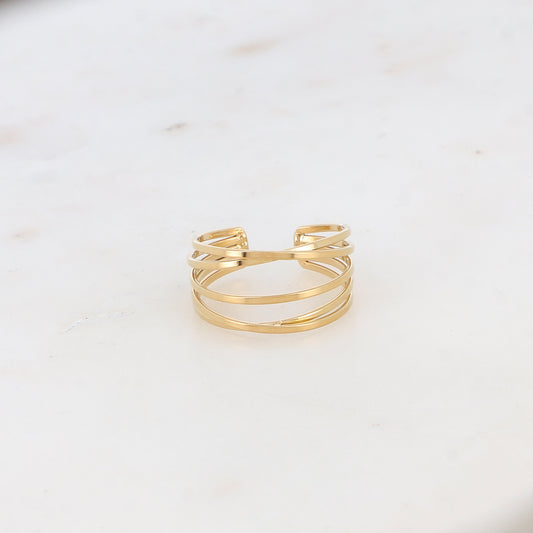 Bague multirangs lisses et texturés