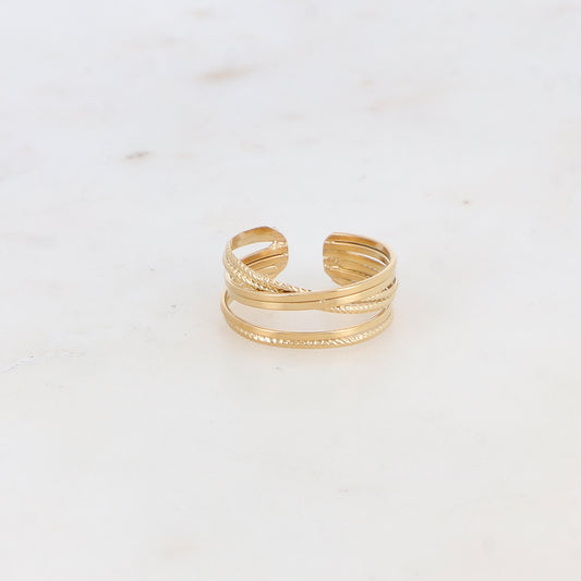 Bague multirangs lisses et texturés