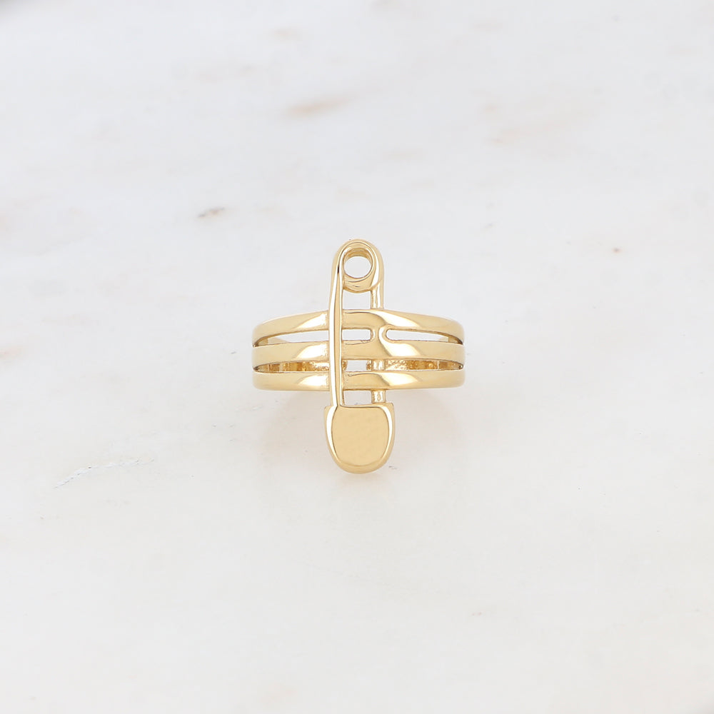 Bague 3 rangs lisses avec motif epingle