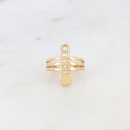 Bague 3 rangs lisses avec motif epingle