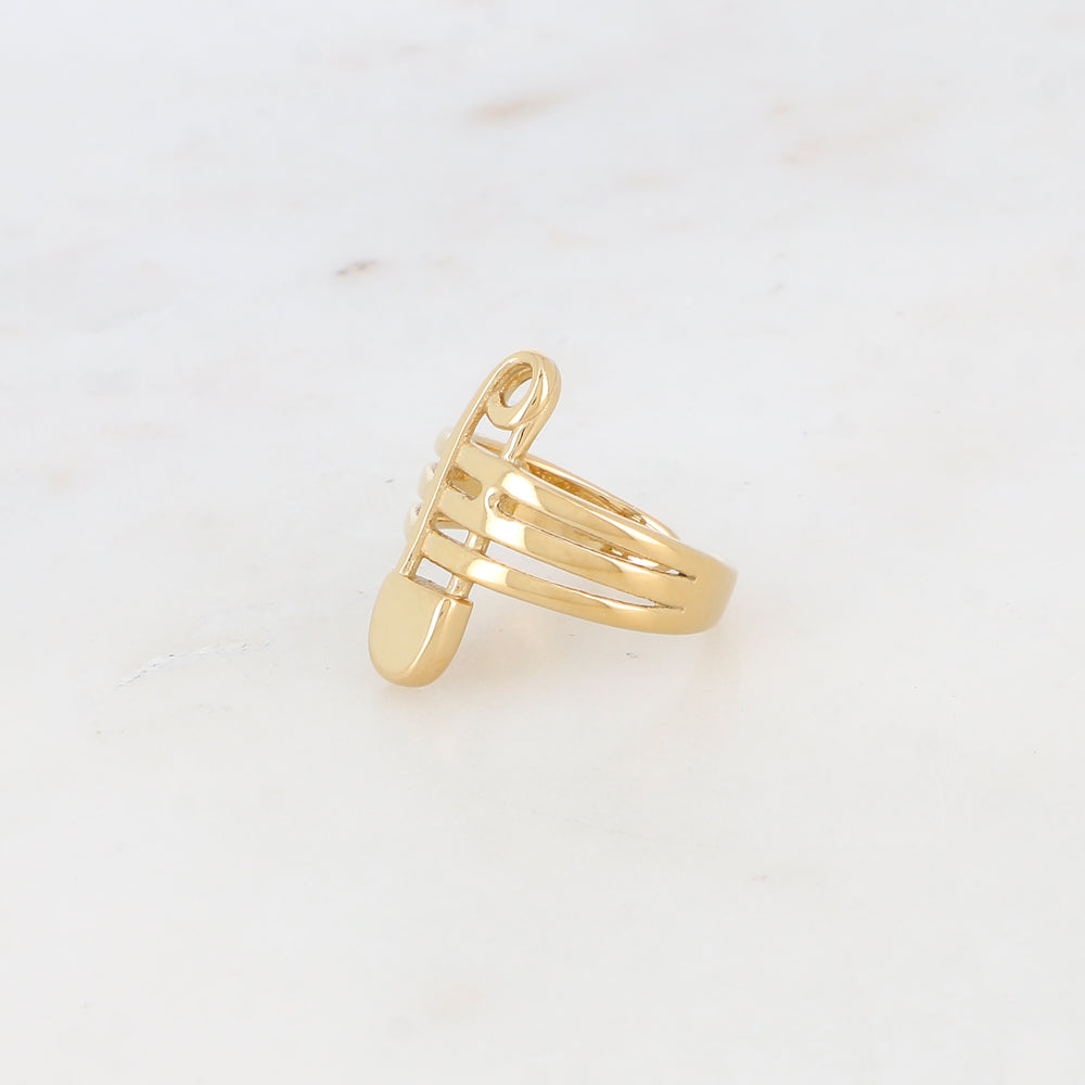Bague 3 rangs lisses avec motif epingle