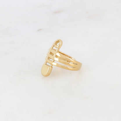 Bague 3 rangs lisses avec motif epingle
