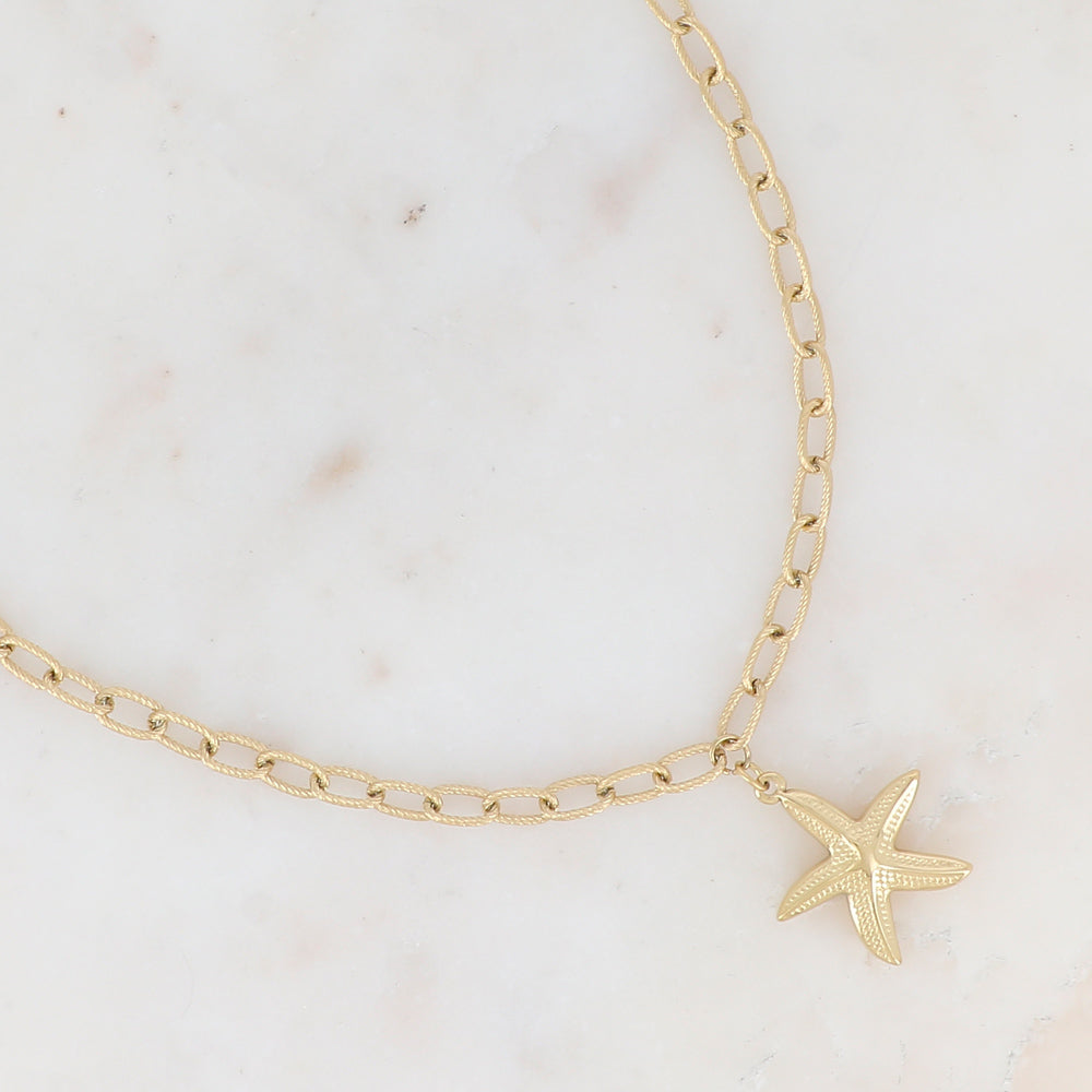 Collier en maille avec pampille étoile de mer (41+7CM)
