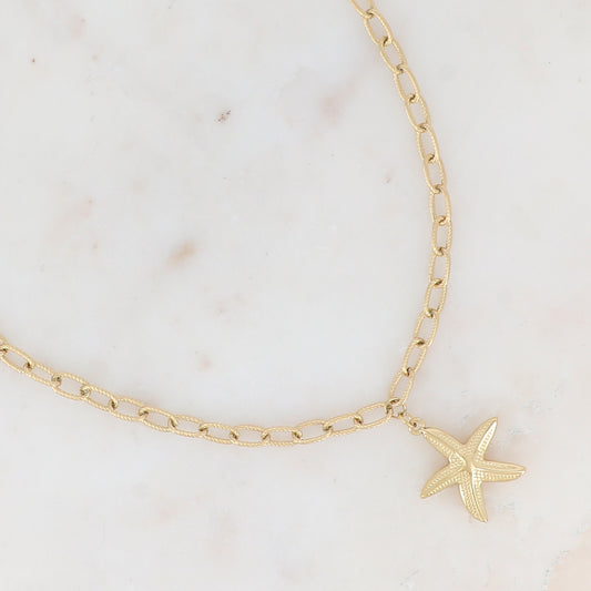 Collier en maille avec pampille étoile de mer (41+7CM)