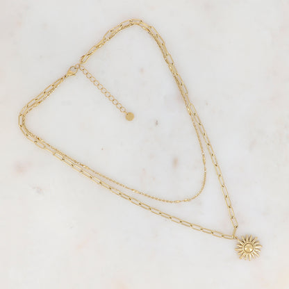 Collier double rangs en maille avec soleil (40/47+5CM)