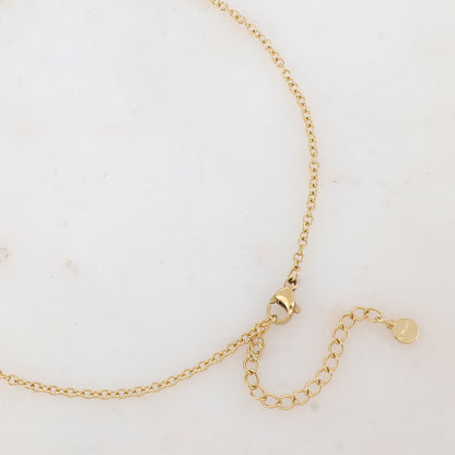 Collier en maille avec trèfle porte-bonheur lisse effet miroir (50+5CM)