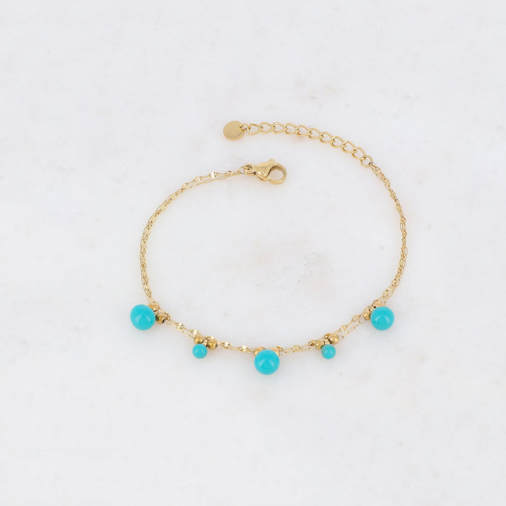 Bracelet double rangs avec petites boules et émail