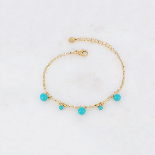 Bracelet double rangs avec petites boules et émail