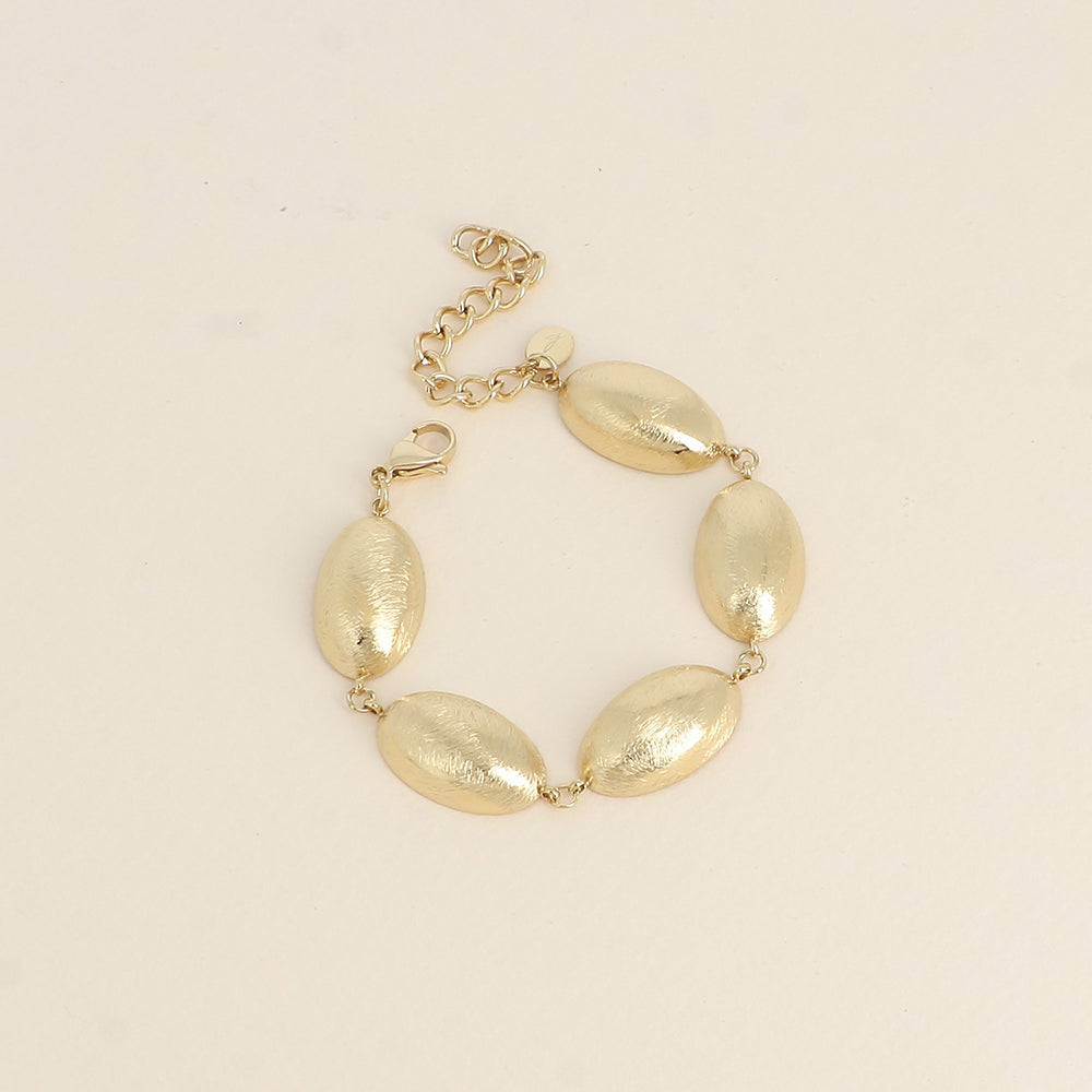Bracelet - gros maillons ovales effet brossés et incurvés (15+5 cm)