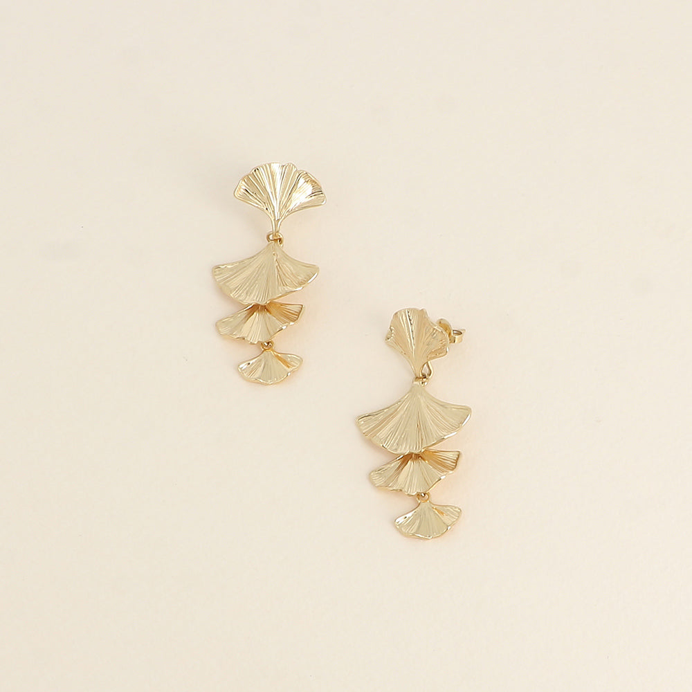 Boucles pendantes - 4 ginkos 25x51 mm