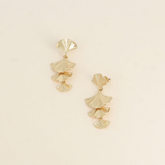 Boucles pendantes - 4 ginkos 25x51 mm