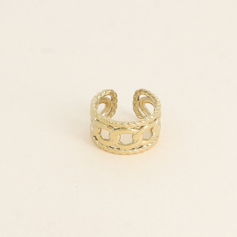 Bague large - lignes entrelacées, tressées et lisses