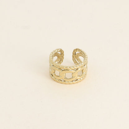 Bague large - lignes entrelacées, tressées et lisses