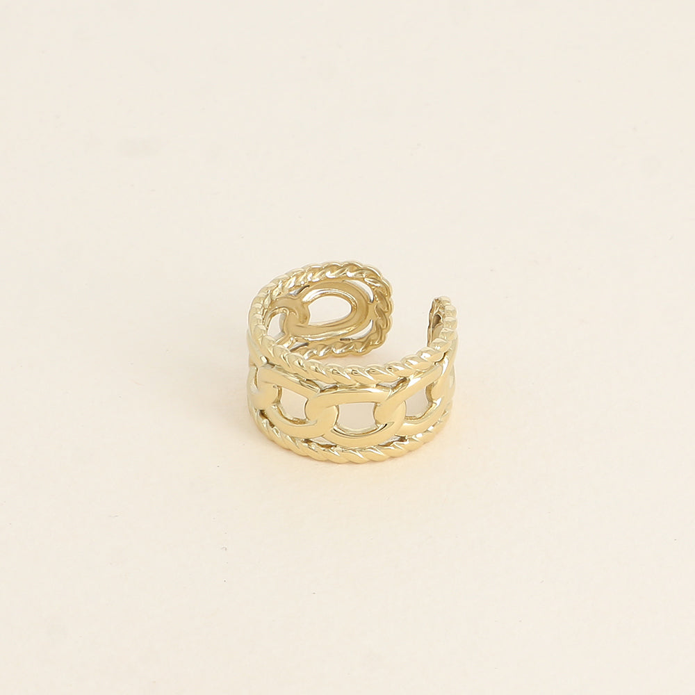 Bague large - lignes entrelacées, tressées et lisses