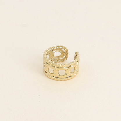 Bague large - lignes entrelacées, tressées et lisses