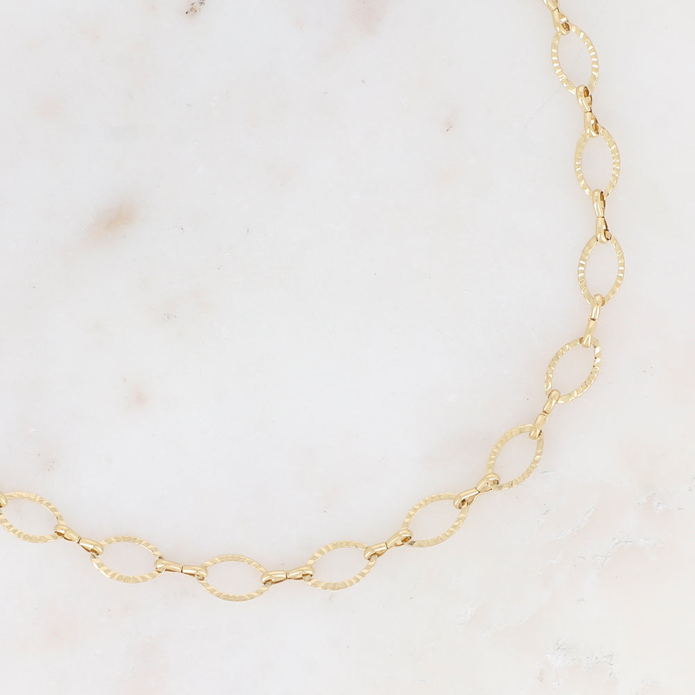 Collier - maillons ovales texturés (Epaisseur de la maille : 7 mm) (40+5CM)