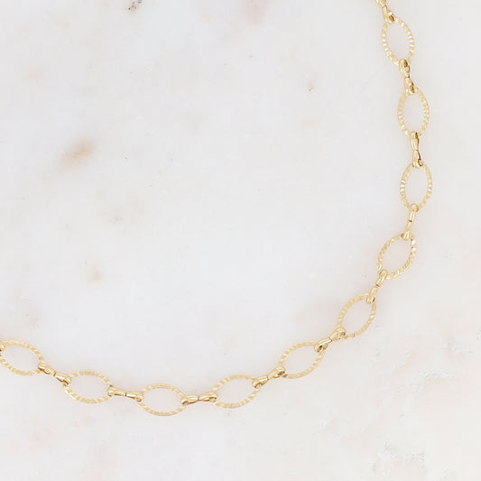 Collier - maillons ovales texturés (Epaisseur de la maille : 7 mm) (40+5CM)