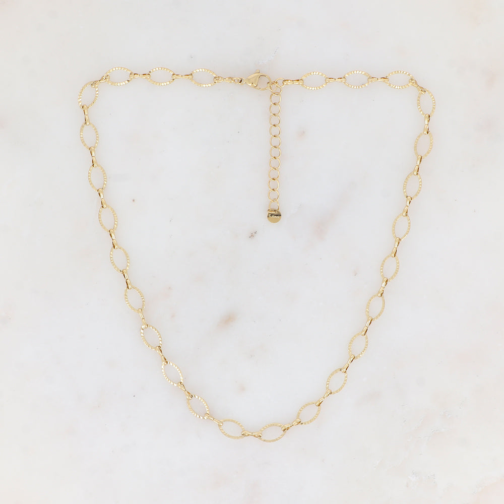 Collier - maillons ovales texturés (Epaisseur de la maille : 7 mm) (40+5CM)