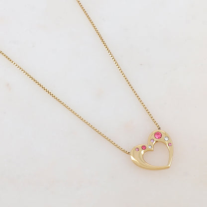 Collier avec pendentif cœur et strass (40+5CM)