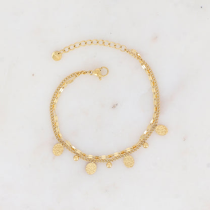 Bracelet double rangs avec pampilles ovales martelées